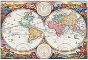 Map of the World by Daniel Stoopendaal  Drawing by Mango Art