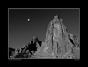 Moon Over Arches Spire Monochrome #1 Photograph by Wayne King