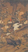 Peony Flowers and a Pair of Cranes  #1 Painting by Anonymous