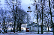 Point Aux Barques Lighthouse in Winter #1 Photograph by Michael Collins
