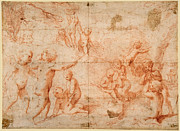 Putti and a Young Satyr at Play #2 Drawing by Giovanni Lanfranco Putti and a Young Satyr at Play #2 Drawing by Giovanni Lanfranco
