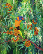 Red-collared Lorikeet Painting by Lucy Arnold