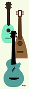 Retro Ukuleles #1 Digital Art by Donna Mibus