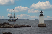 Salem's Friendship sails past Fort Pickering Lighthouse #3 Photograph by Jeff Folger
