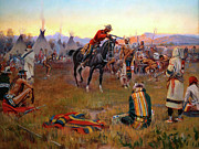 Single Handed #1 Drawing by Charles Marion Russell