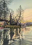 South Lakeshore - Dusk  Painting by Luisa Millicent