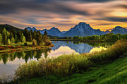 Sunset over Oxbow Bend of the Snake River in Grand Teton National Park, Wyoming #1 Photograph by Miroslav Liska