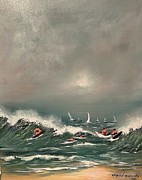 Surfing #1 Painting by Miroslaw  Chelchowski