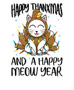 Thanksgiving is over Christmas is coming Meow Year #1 Digital Art by Toms Tee Store
