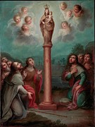 The Apparition of the Virgin of El Pilar to St. James #1 Painting by Nicolas Enriquez