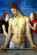 The Dead Christ  Supported by Two Angels #1 Painting by Marco Zoppo