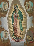 The Virgin of Guadalupe with the Four Apparitions #1 Painting by Nicolas Enriquez