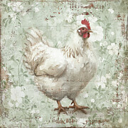 Vintage Farm Hen Painting by Tina LeCour