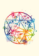 Watercolor - Sacred Geometry For Good Luck by Vart #1 Painting by Vart Watercolor - Sacred Geometry For Good Luck by Vart #1 Painting by Vart