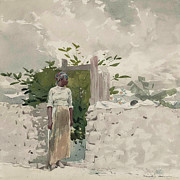Woman Standing by a Gate, Bahamas #1 Painting by Winslow Homer