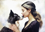 Woman With Dog #1 Digital Art by Chuck Staley