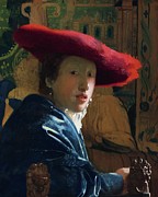Girl with the Red Hat #12 Painting by Johannes Vermeer