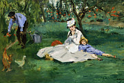 The Monet Family in Their Garden at Argenteuil #14 Painting by Edouard Manet