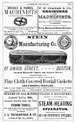 Funeral Casket Advertising Stein Mfg. Co. Mass 1881  Art Print Mixed Media by Gary Roberts