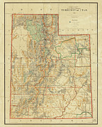1893 Historic Territory of Utah Map in Color Photograph by Toby McGuire 1893 Historic Territory of Utah Map in Color Photograph by Toby McGuire