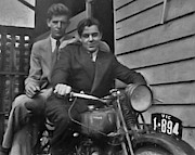 1940s Brothers On A Vintage Motorbike Mixed Media by Joan Stratton