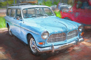 1968 Blue Volvo 122S Amazon Station Wagon X101 Photograph by Rich Franco