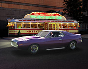 1971 AMC Javelin At Mickey's Diner Photograph by Ron Long