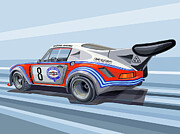 1974 Porsche 911 Carrera Martini Racing #8 RSR Muller van Lennep 750KM  Nurburgring Mixed Media by Yuriy Shevchuk