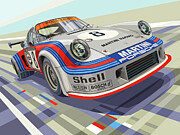 1974 Porsche 911 Martini Racing Turbo Power Nurburgring  Mixed Media by Yuriy Shevchuk