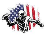American Football Flag Patriotic Sports Football Player #2 Digital Art by Toms Tee Store