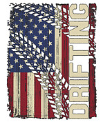 American US Flag Patriotic Drifter Car Drifting #2 Digital Art by Toms Tee Store