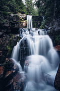 Cascade of two large waterfalls on the small river Jedlova  Photograph by Vaclav Sonnek