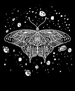 Celestial Butterfly Night Sky Line Art Galaxy Butterfly Lover #2 Digital Art by Toms Tee Store