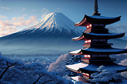 Chureito Pagoda with Mount Fuji in winter #2 Digital Art by Benny Marty Chureito Pagoda with Mount Fuji in winter #2 Digital Art by Benny Marty
