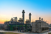 Gas turbine electrical power plant at dusk with blue hour. #2 Photograph by Witthaya Prasongsin