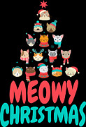 Meowy Christmas Cat Xmas Tree Decoration #2 Digital Art by Mister Tee