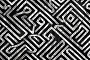 Seamless Painted Labyrinth Maze Black And White Artistic Acrylic Paint Texture Background Tileable Creative Grunge Monochrome Hand Drawn Geometric Puzzle Or Game Wallpaper Surface Pattern Design #2 Painting by N Akkash