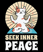 Serenity Cat Yoga Cat Owner Meditation Yoga Fan #2 Digital Art by Toms Tee Store