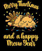 Thanksgiving is over Christmas is coming Meow Year #2 Digital Art by Toms Tee Store