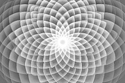 White Abstract Geometric Flower Wallpaper Background Elegant Minimal Subtle Light Grey Shadow Sacred Geometry Mandala Packaging Or Display Backdrop Technology Or Luxury Concept 3d Fractal Rendering #2 Painting by N Akkash