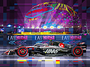 2023 Las Vegas GP HAAS VF23 Hulkenberg  Mixed Media by Yuriy Shevchuk