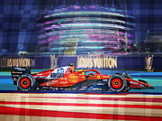 2025 F1 Bahrain GP  Ferrari Hamilton  Mixed Media by Yuriy Shevchuk