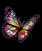 Celestial Stained Glass Butterfly Mystical Night Sky Stars #3 Digital Art by Toms Tee Store