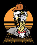 Detective Ostrich Animal Smoking Formal Suit #3 Digital Art by Toms Tee Store