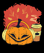 Fall Coffee Music Lover Pumpkin Latte Drink #3 Digital Art by Toms Tee Store