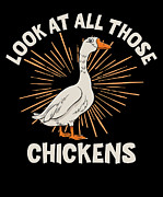 Goose Chickens Farm Animal Cartoon Farmer #3 Digital Art by Toms Tee Store