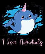 I Love Narwhals Unicorn Narwhal #3 Digital Art by Toms Tee Store