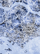 Singapore City Map #3 Digital Art by Michael Tompsett