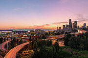 Sunset from Seattle's Jose Rizal Bridge #3 Digital Art by Michael Lee