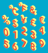 3D Number Set Drawing by Kaylabutler